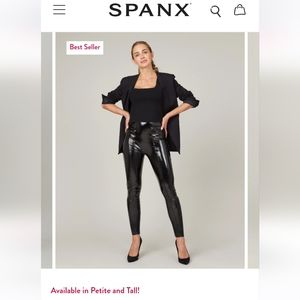 Spanx NWT Faux Patent Leather Leggings black Large Tall